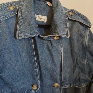 Vtg Spiegel Denim Work Car Coat Jacket Sz L Cotton Man/woman
